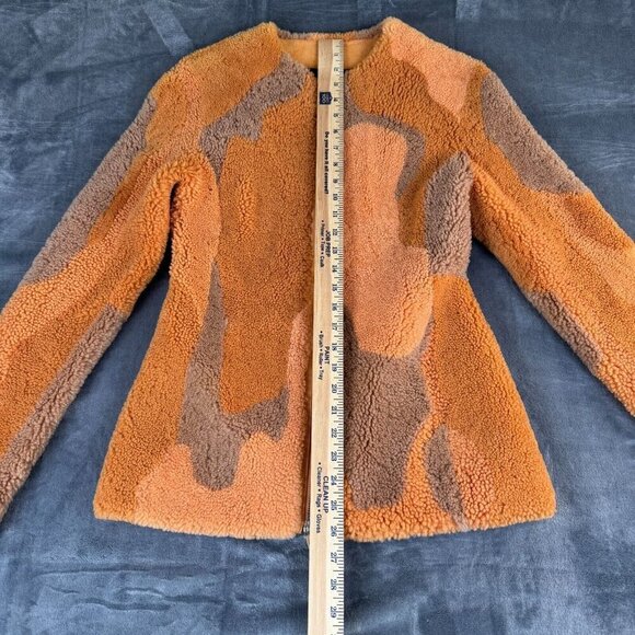 UGG X Eckhaus Latta Women's Jacket Orange Multi Sheepskin Size Small 70's Vibe - Picture 5 of 12